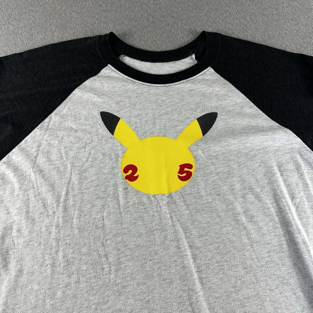 Pokemon Center Celebration White Raglan Shirt Adult XL Gray Discontinued 25th